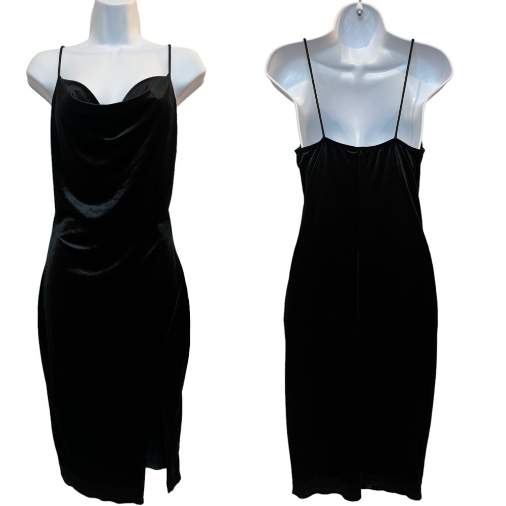 Windsor velvet black midi dress with slit